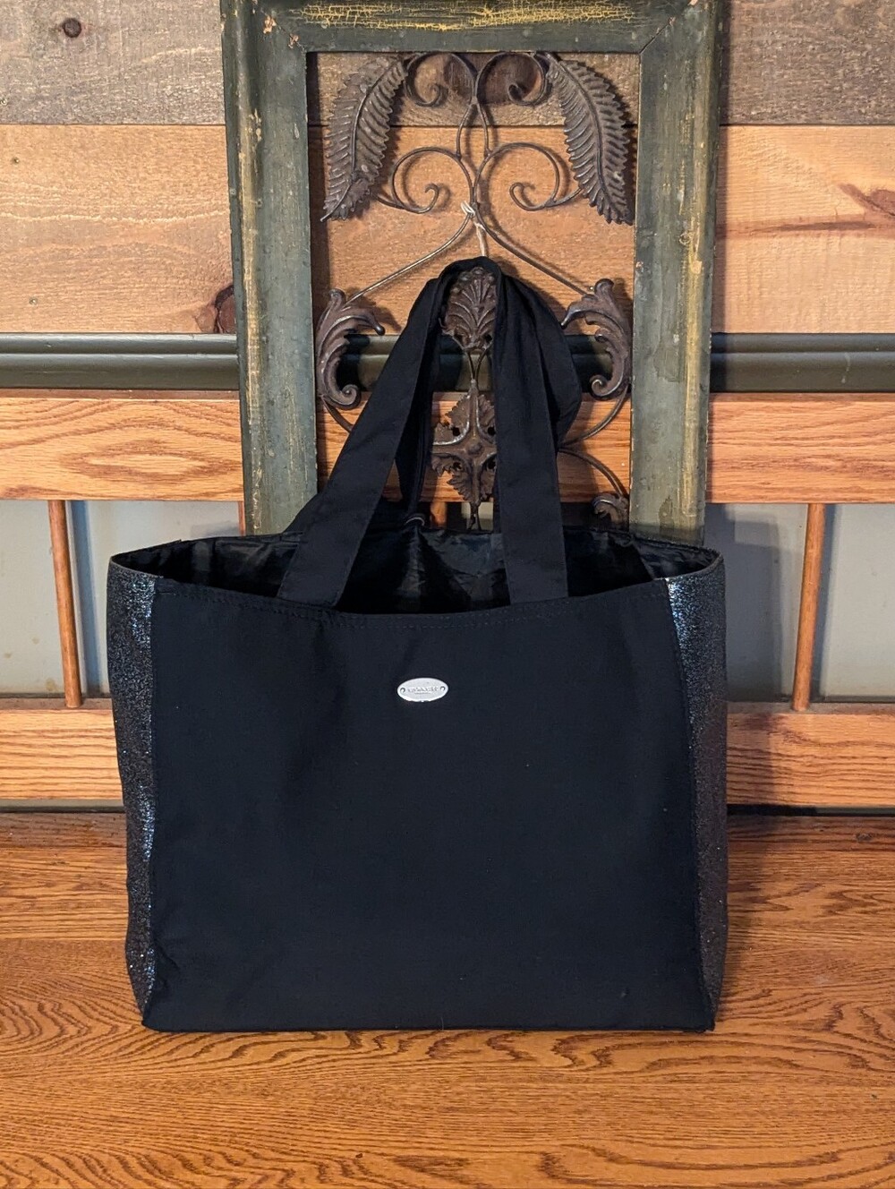 Coach Fragrance Black & Silver Glitter Panel Tote Bag - Picture 3 of 9
